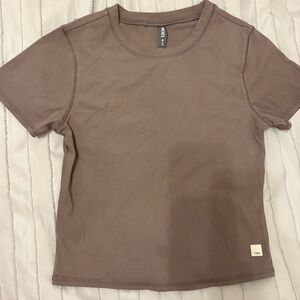 Veda Short Sleeve Pose Ribbed Knot Tee in Taupe Medium